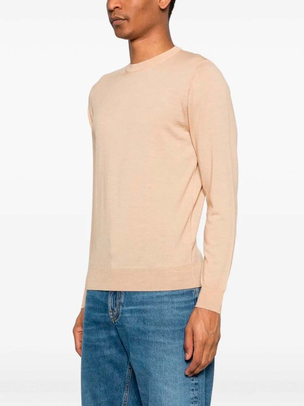 The Best Shops DRUMOHR: Strickpullover mit Rundhalsausschnitt - Rundhalspullover - Beige