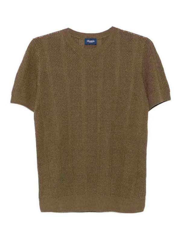 DRUMOHR: Strickpullover mit Rundhalsausschnitt - Rundhalspullover - Dunkelgrün