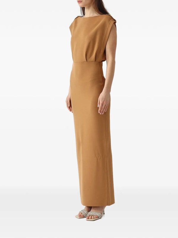 膝丈ドレス - ベージュ shop online: ELISABETTA FRANCHI