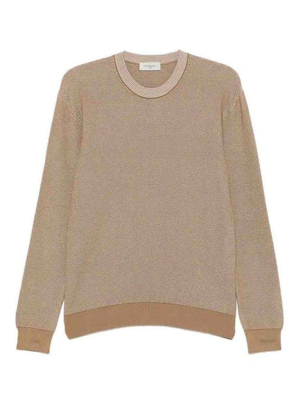 PIACENZA 1733: Strickpullover mit Rundhalsausschnitt - Rundhalspullover - Hellbeige