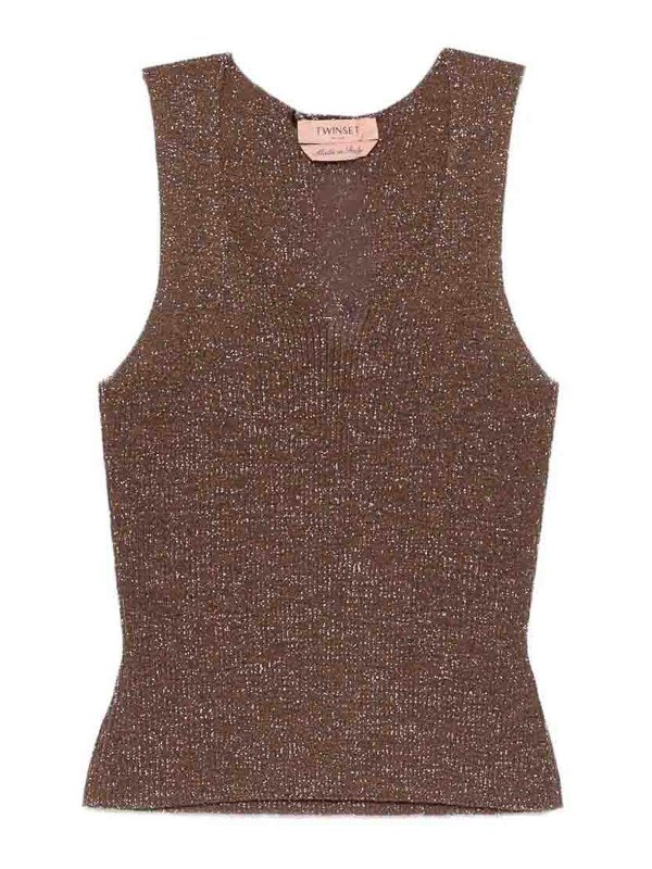 TWINSET: Tops und Tank Tops - Top - Camel
