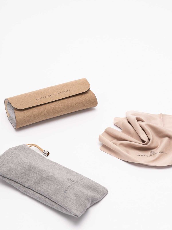Round titanium sunglasses shop online: BRUNELLO CUCINELLI