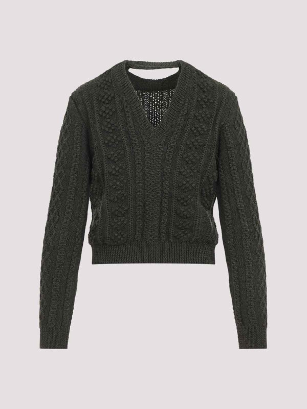 JIL SANDER: Pull col rond online - Pull Col Rond - Vert