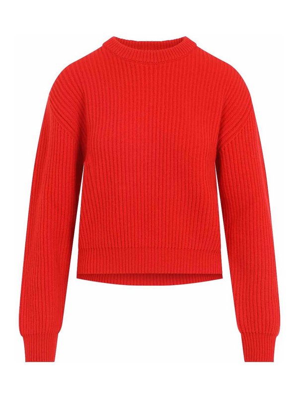JIL SANDER: Pull col rond - Pull Col Rond - Rouge
