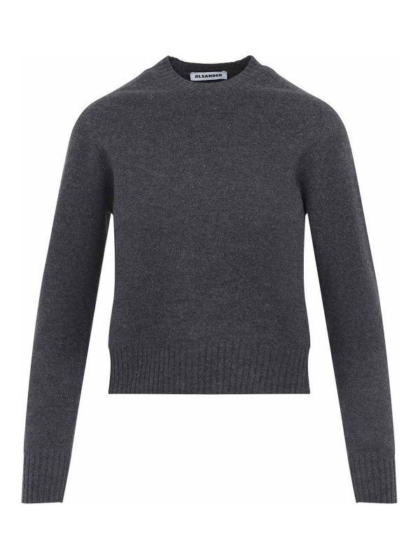JIL SANDER: Strickpullover mit Rundhalsausschnitt - Rundhalspullover - Grau