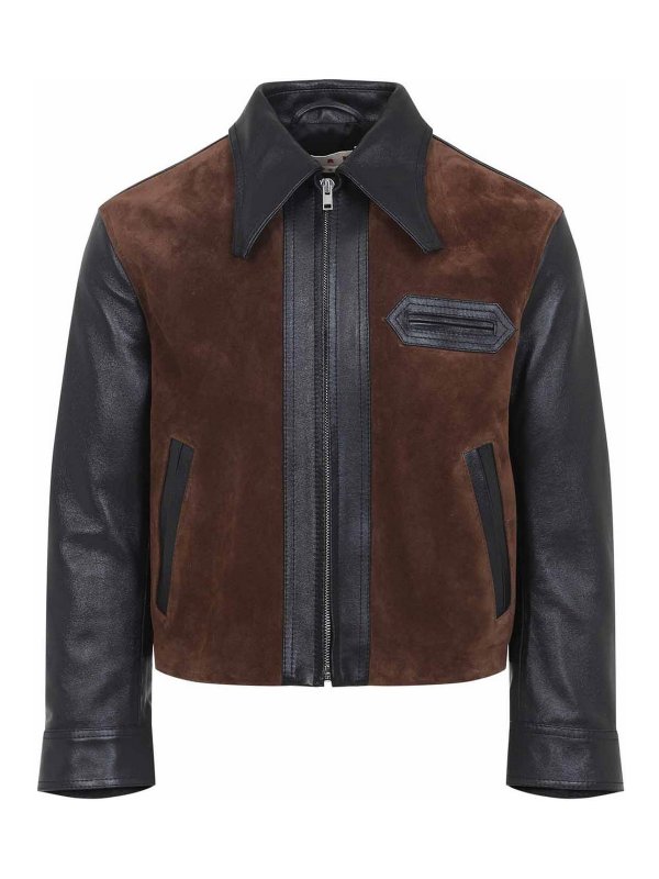 Marni: Lederjacken - Lederjacke - Schwarz