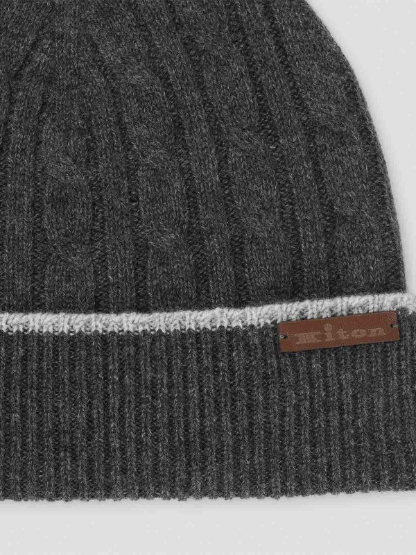 KITON: beanies online - Cable-Knit Beanie