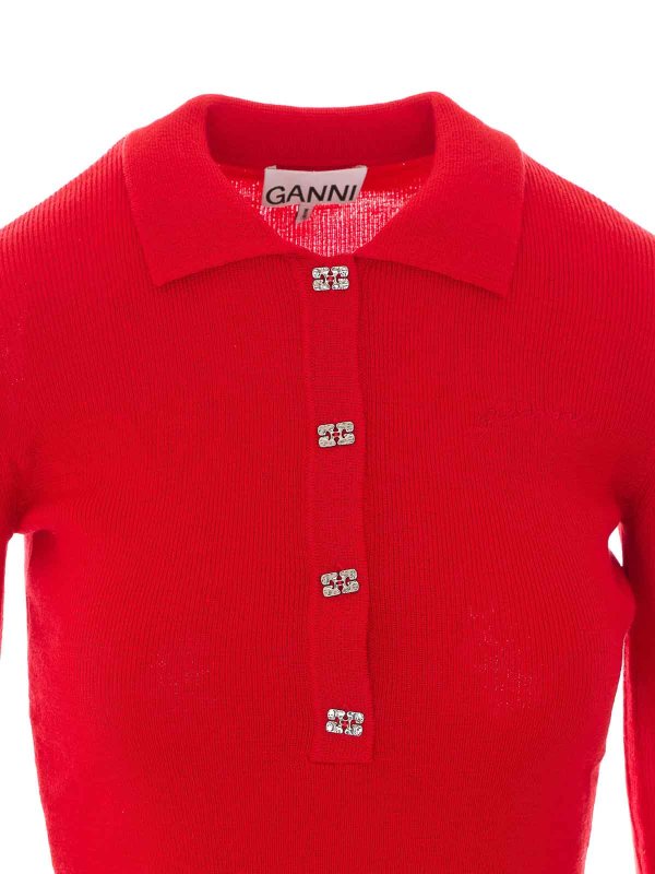 ポロシャツ - 赤 shop online: GANNI