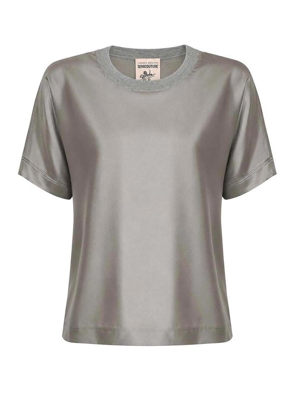 Semicouture: T-shirts - T-Shirt - Hellgrau