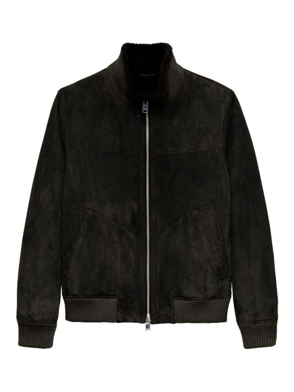 ARMA: leather jacket - Arek shearling suede jacket
