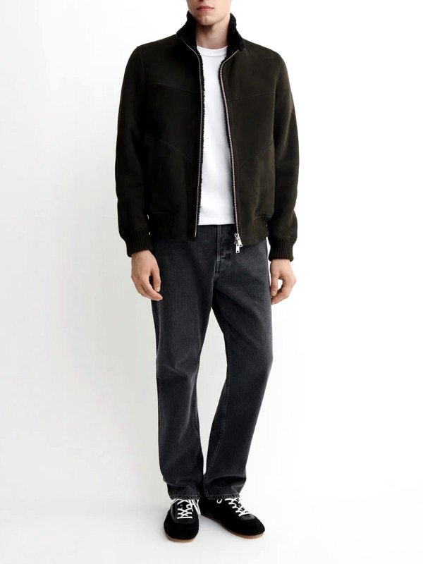 ARMA: leather jacket online - Arek shearling suede jacket