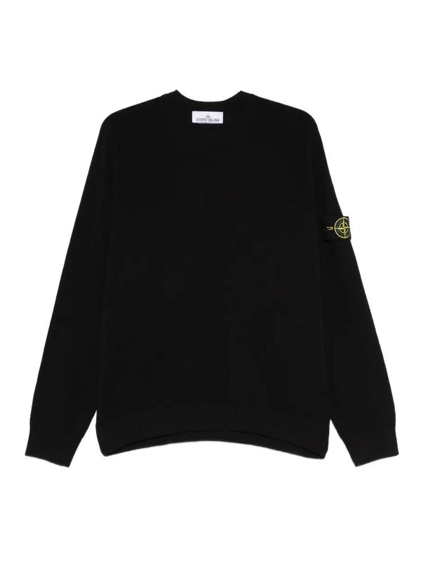 STONE ISLAND: Strickpullover mit Rundhalsausschnitt - Rundhalspullover - Blau