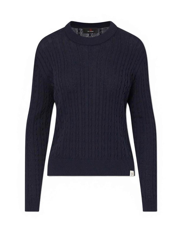 PEUTEREY: Strickpullover mit Rundhalsausschnitt - Rundhalspullover - Blau