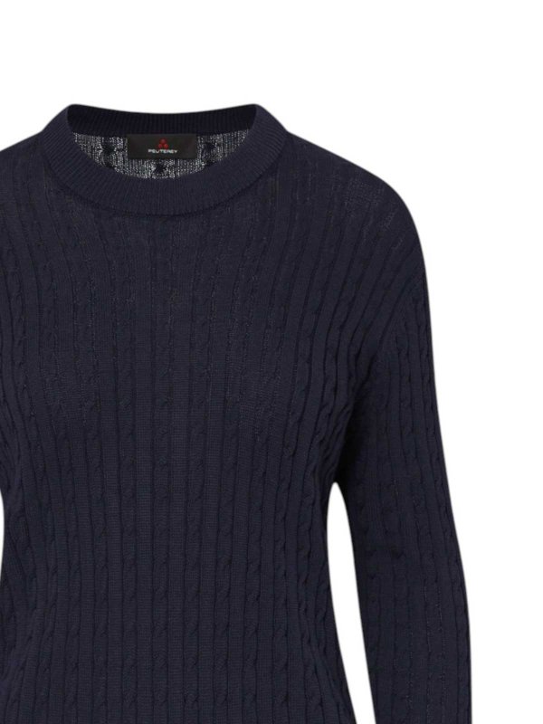PEUTEREY: Strickpullover mit Rundhalsausschnitt online - Rundhalspullover - Blau