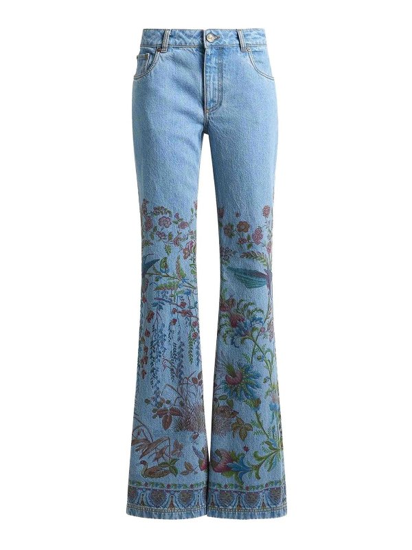 ETRO: flared jeans - Etro light blue patterned jeans