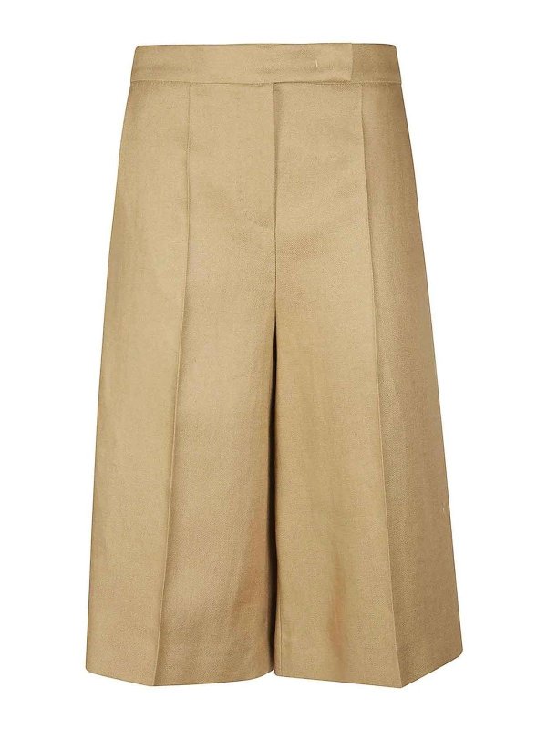 Max Mara: トラウザーショーツ - ショートパンツ - ダークベージュ