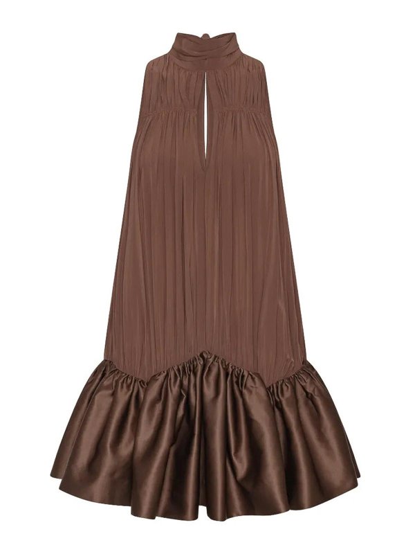 rotate brown dress Birger Christensen Rotate gathered midi dress|1156092037 Fairytale Wedding Dress Cecelia’s bridesmaids looking gorgeous Color:Terracotta Check fitted silhouette