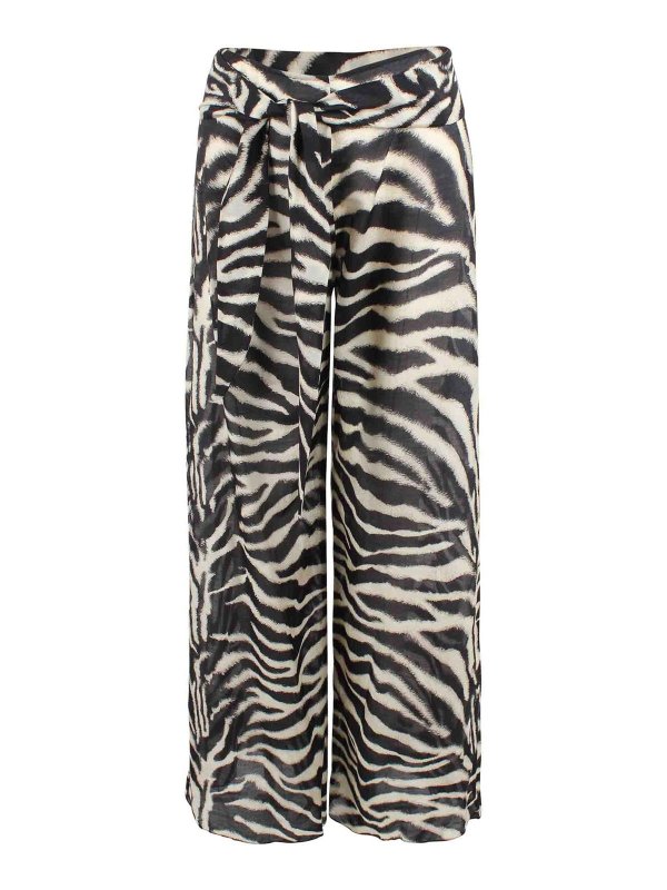 ERMANNO SCERVINO: pantaloni casual - Pantaloni fluidi in cotone e seta