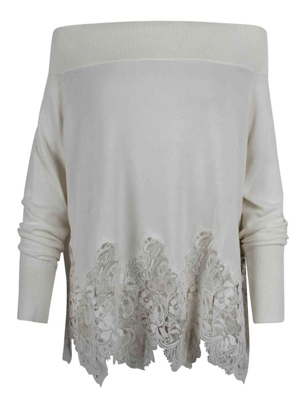 ERMANNO SCERVINO: U-Boot-Ausschnitt - U-Boot-Pullover - Weiß