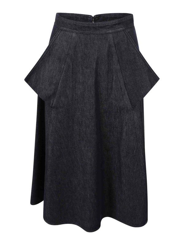 Max Mara: Knielange und Midi Röcke - Midirock - Blau