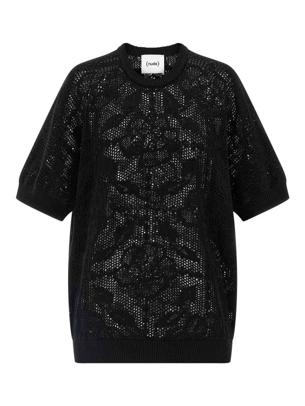 Nude: crew necks - Openwork cotton sweater