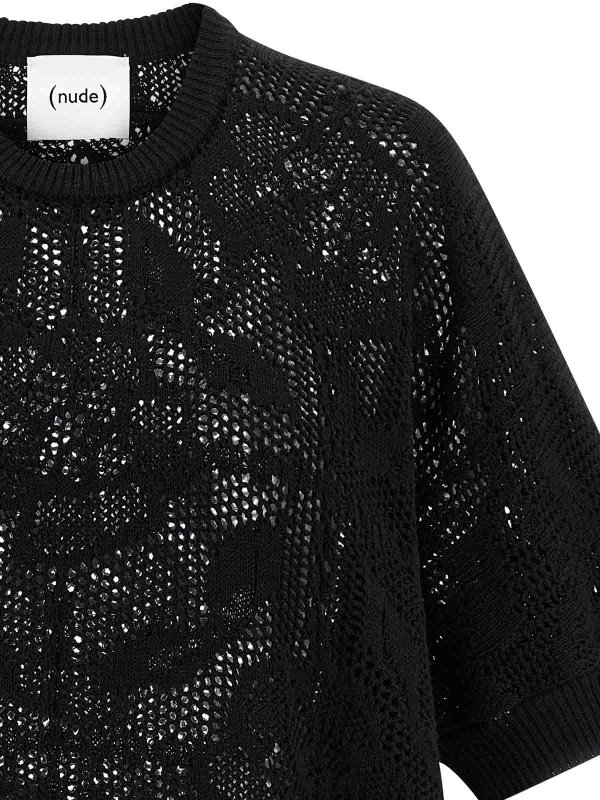 The Best Shops Nude: crew necks - Openwork cotton sweater