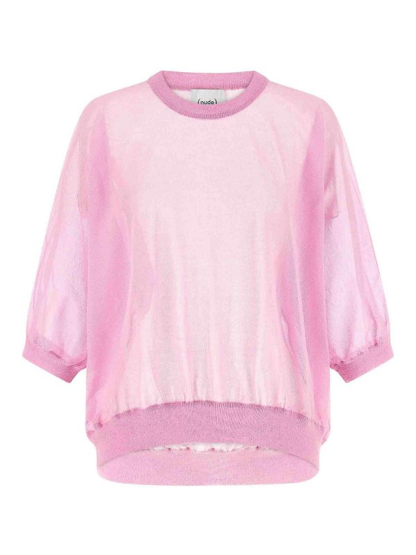 Nude: Strickpullover mit Rundhalsausschnitt - Rundhalspullover - Nude