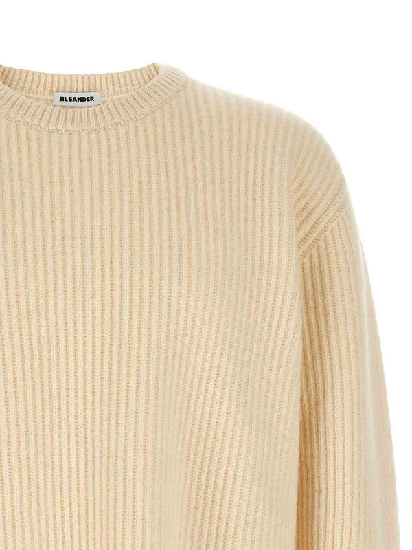 The Best Shops JIL SANDER: Strickpullover mit Rundhalsausschnitt - Rundhalspullover - Weiß