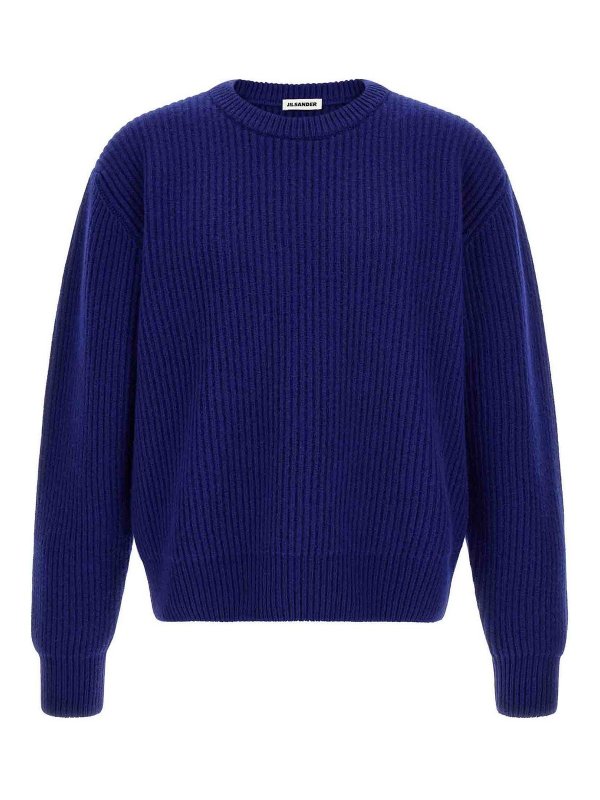 JIL SANDER: Pull col rond - Pull Col Rond - Bleu
