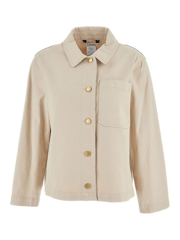 S MAX MARA: casual jackets - Sand-Colored Cotton Jacket
