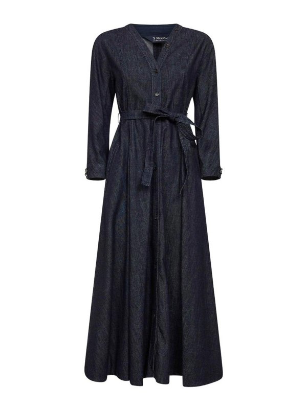 S MAX MARA: ニーレングスドレス - 膝丈ドレス - ブルー