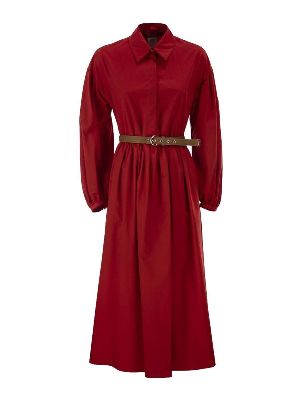Max Mara: Knielange Kleider - Knielanges Kleid - Rot