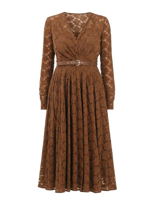 Max Mara: ニーレングスドレス - 膝丈ドレス - ブラウン