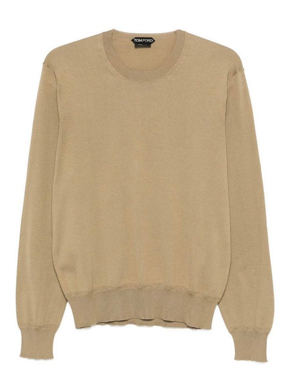 TOM FORD: Strickpullover mit Rundhalsausschnitt - Rundhalspullover - Beige