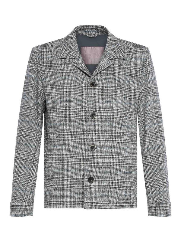 HERNO: blazers - Grey Single-Breasted Blazer
