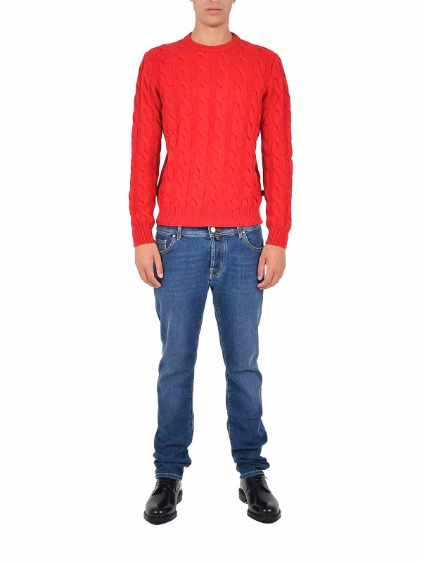 JACOB COHEN: Pull col rond online - Pull Col Rond - Rouge