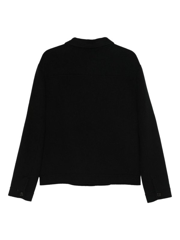 LOW BRAND: casual jackets online - Black Double Wool Jacket With Patch Pockets