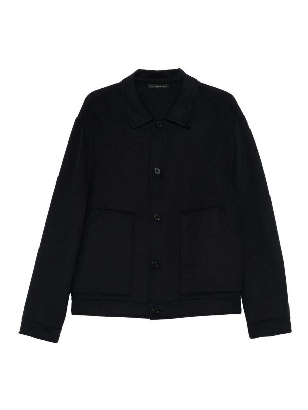 LOW BRAND: shirts - Navy Blue Double Wool Jacket
