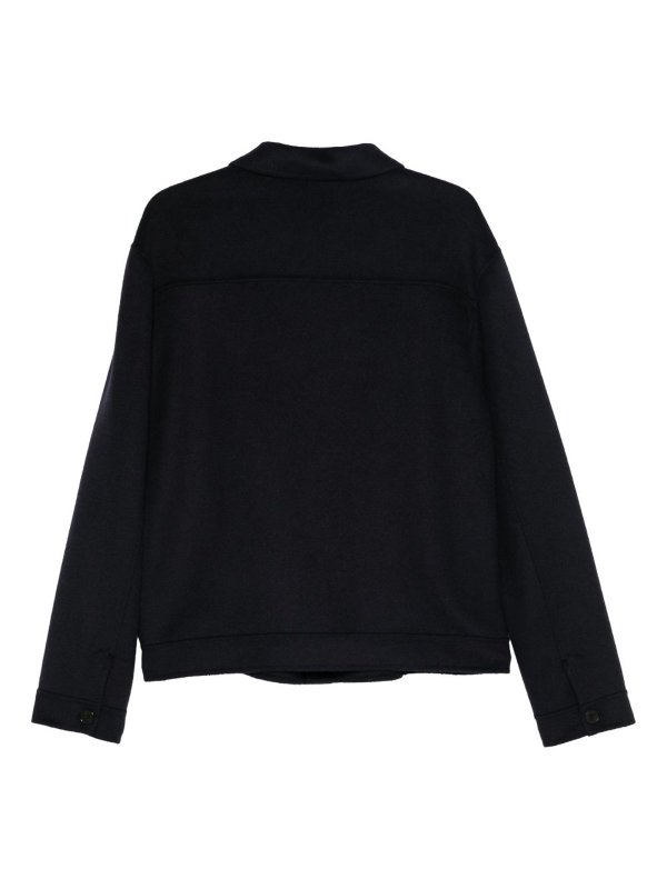 LOW BRAND: shirts online - Navy Blue Double Wool Jacket