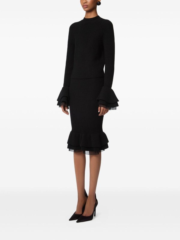 膝丈/ミディスカート - 黒 shop online: NINA RICCI
