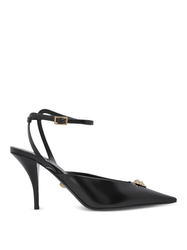 VERSACE: sandali - Slingback a punta La Medusa
