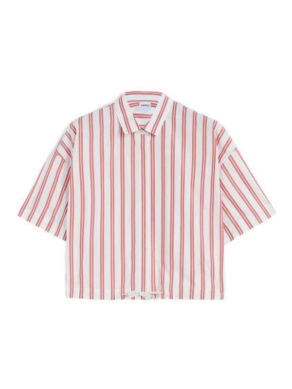 ASPESI: camicie - Camicia in cotone a righe rosse e bianche