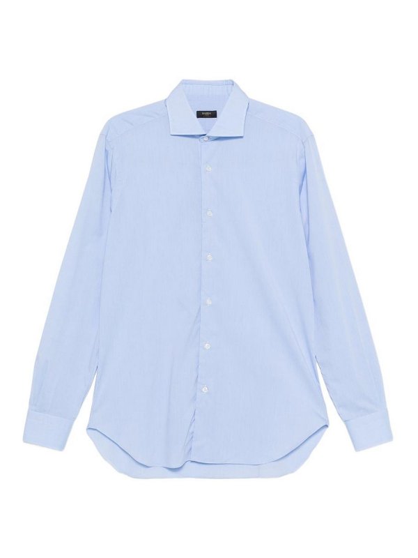 BARBA: camicie - Camicia collo francese in cotone azzurro