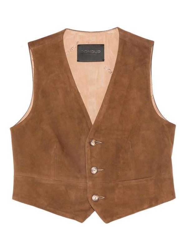 DONDUP: vests - Suede leather vest