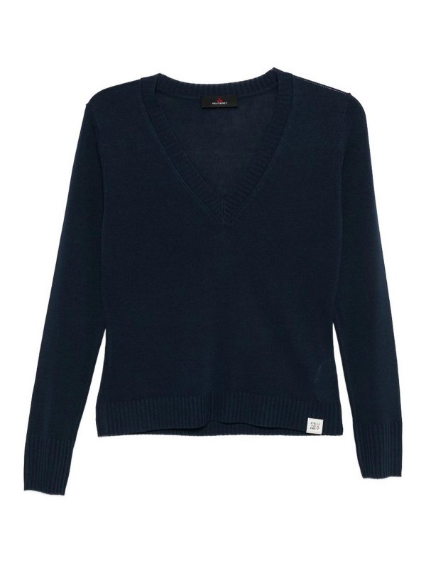 PEUTEREY: Strickpullover mit V-Ausschnitt - V-Pullover - Blau