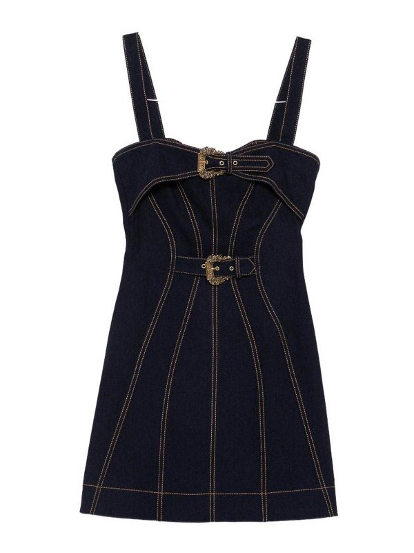 Versace Jeans Couture: ショートドレス - ショートドレス - ミディアムウォッシュ