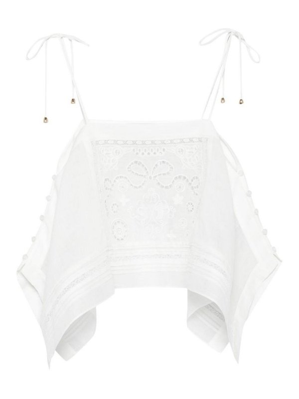 Self Portrait: Tops & Tank tops - White embroidered top