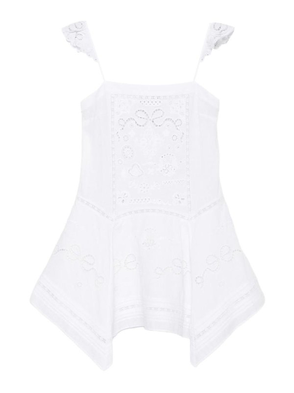 Self Portrait: Knielange Kleider - Knielanges Kleid - Weiß