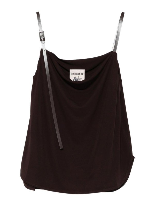 Semicouture: Tops y camisetas sin mangas - Top - Marrón
