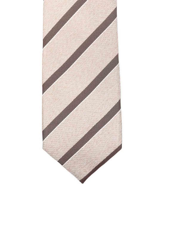 The Best Shops CORNELIANI: cravatte e papillion - Cravatta in seta a righe marroni e beige